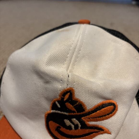 Vintage 60s 70s Baltimore Orioles Hat Orange Black Mesh MLB Snap - Picture 3 of 12